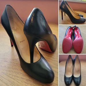 CHRISTIAN LOUBOUTIN Black Leather Pumps 39.5 IT